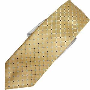IZOD Men's Tie Diamond Pattern Gold Blue & Navy 58" x 4" Like New